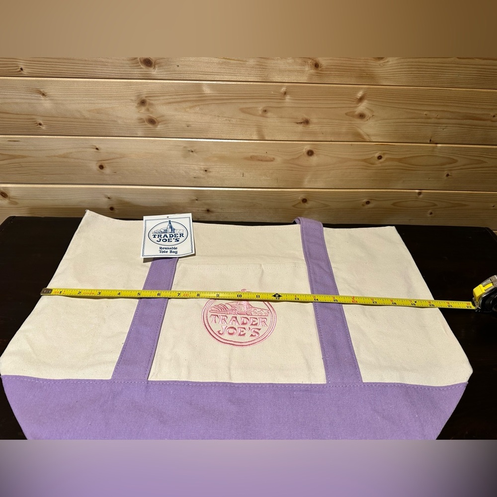 BNWT 2026 Trader Joe’s large lavender canvas tote bag - Picture 2 of 3